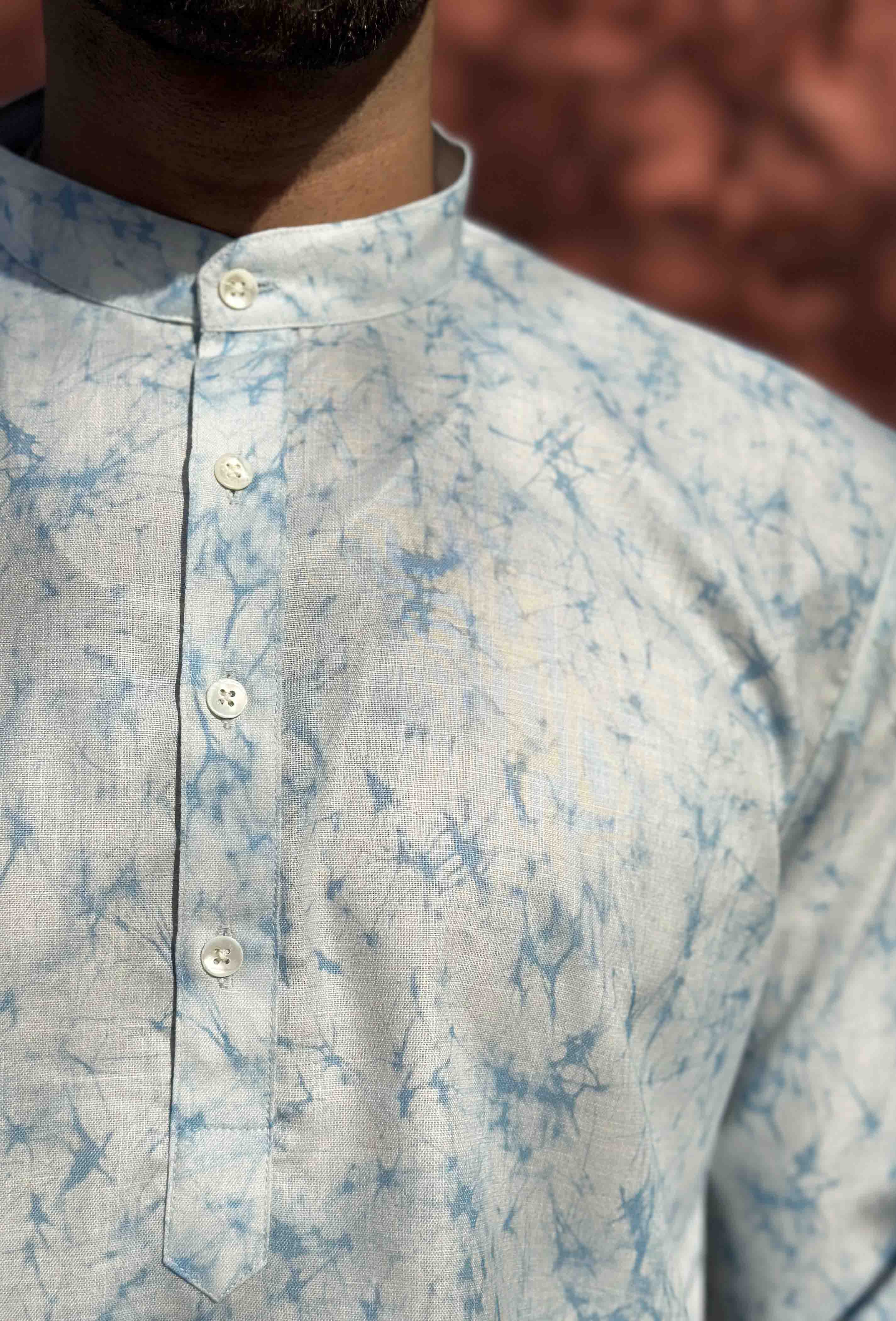 Blue Tie Dye Short Kurta